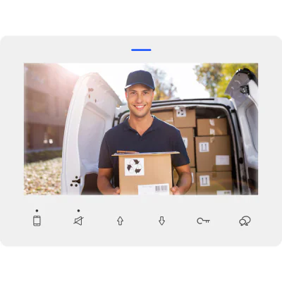 DVC DF7-WS - Monitor TFT hands-free de 7'' pentru sisteme de interfon DVC. Carcasă albă subtire, butoane sensibile la atingere. Culoare albă