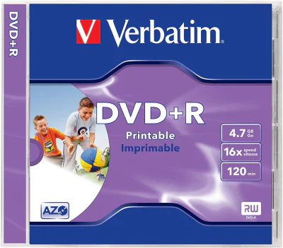 DVD+R VERBATIM 4.7GB, 120min, viteza 16x, 1 buc, Jewel Case, carcasa, printabil, "Wide Inkjet Printable" "43507"