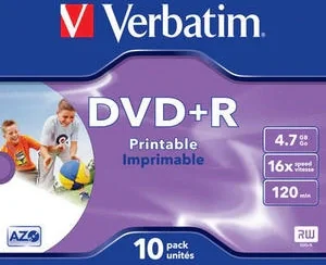 DVD+R VERBATIM 4.7GB, 120min, viteza 16x, 1 buc, Jewel case,Single Layer, printabil, "Wide Inkjet Printable" "43508"