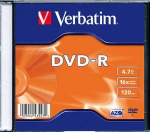 DVD-R VERBATIM 4.7GB, 120min, viteza 16x, 1 buc, Slim Case, Single Layer, "Matt Silver" "43547"