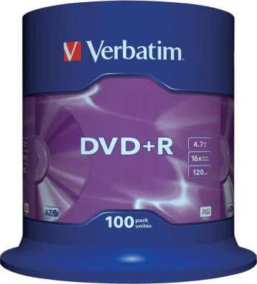 DVD+R VERBATIM 4.7GB, 120min, viteza 16x, 100 buc, Single Layer, spindle, "Matt Silver" "43551"