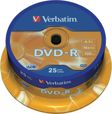 DVD-R VERBATIM 4.7GB, 120min, viteza 16x, 25 buc, Single Layer, spindle, "Matt Silver" "43522"