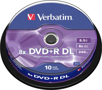 DVD+R VERBATIM 8.5GB, 240min, viteza 8x, 10 buc, Double Layer, spindle, "Matt Silver" "43666"