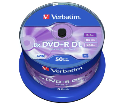 DVD+R VERBATIM 8.5GB, 240min, viteza 8x, 50 buc, Double Layer, spindle, "Matt Silver" "43758"