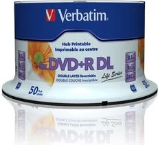 DVD+R VERBATIM 8.5GB, 240min, viteza 8x, 50 buc, Double Layer, spindle, printabil, "Wide Inkjet Printable" "97693"