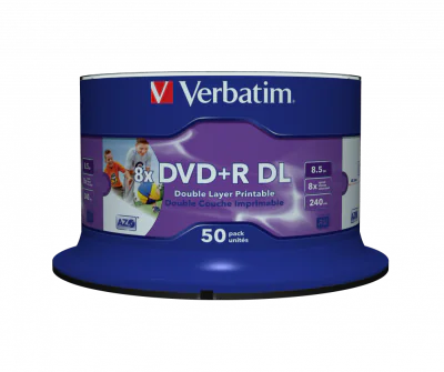 DVD+R VERBATIM 8.5GB VITEZA 8X, SUPRAFATA DUBLA PRINTABILA SUPRAFATA NO-ID, SPINDLE, 50 BUC, "43703"