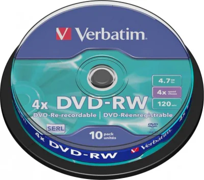 DVD-RW VERBATIM 4.7GB, 120min, viteza 4x, 10 buc, Single Layer, spindle, "Matt Silver" "43552"