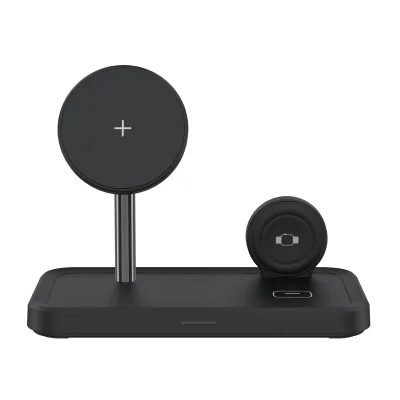Dviced 3-in-1 magnetic wireless stand w cable, wall charger - Black