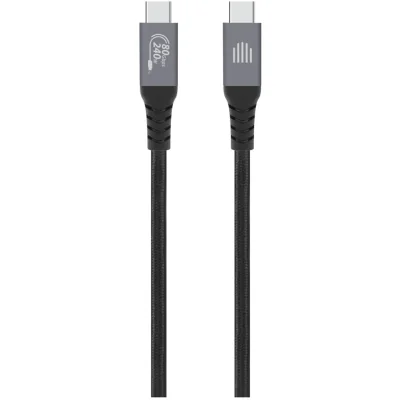 Dviced USB4 Braided Cable, 80 Gbps, 240 W, (Thunderbolt compatible), 1m - Black