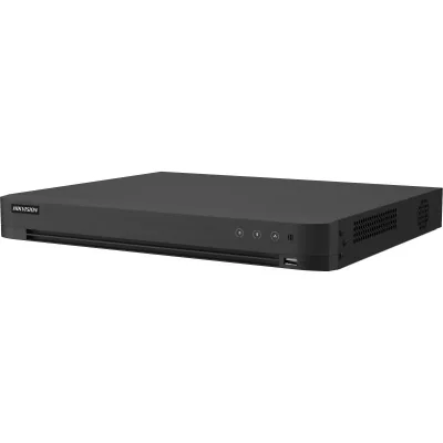 DVR Hikvision 32 canale IDS-7232HQHI-M2/XT, compresie video: H.265 Pro+/H.265 Pro/H.265/H.264+/H.264, BNC interface (1.0 Vp-p, 75 Ω), pana la 40 canale IP camera inputs, fiecare canal pana la 6MP, pana la 24* 1080P@30fps decoding ability, 5 signals i