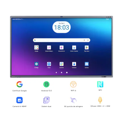 Ecran interactiv HORION 65M6APro, 65 inch, 8GB DDR4 + 128GB Standard, Android 13, A31D2, octa core A "HO-65M6APRO"