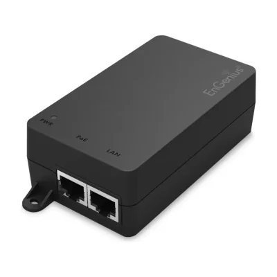 EnGenius PoE adapter 1 port GbE 110~240VAC-in proprietary 54V/0.6A-out (Pin4-5:54V/pin7-8:return), Gigabit Ethernet, 10,100,1000 Mbit/s, IEEE 802.3, IEEE 802.3ab, IEEE 802.3u, Black, 100 m, Power