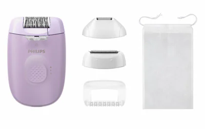 Epilator PHILIPS Seria 4000 BRE257/00, 2 setari de viteza, Cap de epilare lavabil, 4 accesorii, Lila, L x A x I (mm) 50x120x145