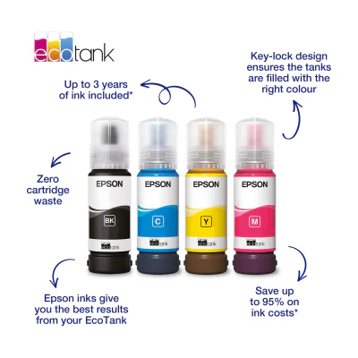 Epson 103 EcoTank Cyan ink bottle, Original, Cyan, Epson, L1110, L1110 CIS, L1110 MEAF, L3100 CIS, L3101 CIS, L3110, L3110 CIS, L3110 MEAF, L3111, L3111..., 65 ml, Inkjet printing