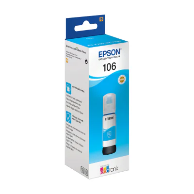 Epson 106 EcoTank Cyan Ink Bottle, Original, Cyan, Epson, - EcoTank ET-7750 - EcoTank ET-7700, 70 ml, Inkjet printing