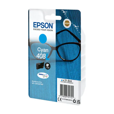 Epson 408L Spectacles DURABrite Ultra Single Cyan Ink, Extra (Super) High Yield, Cyan, Pigment-based ink, 21.6 ml, 1 pc(s), Single pack