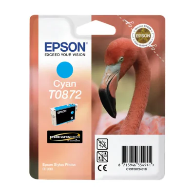 Epson Flamingo Singlepack Cyan T0872 Ultra Gloss High-Gloss 2, Standard Yield, Cyan, 11.4 ml, 1 pc(s), Single pack