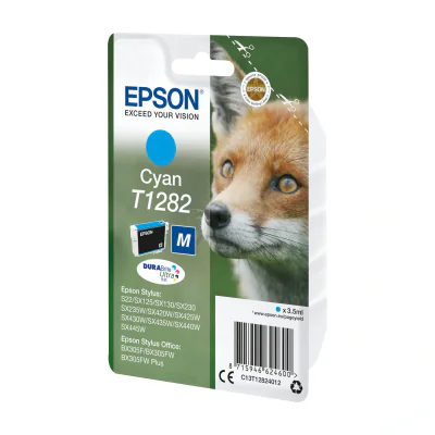 Epson Fox T1282 DURABrite Ultra Single Cyan Ink, Cyan, 3.5 ml, 1 pc(s), 260 pages, Single pack
