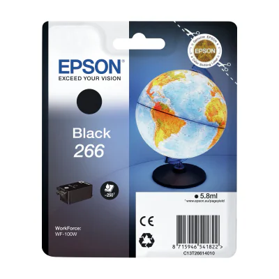 Epson Globe 266 Single Black Ink, Standard Yield, Black, Pigment-based ink, 5.8 ml, 1 pc(s), 250 pages