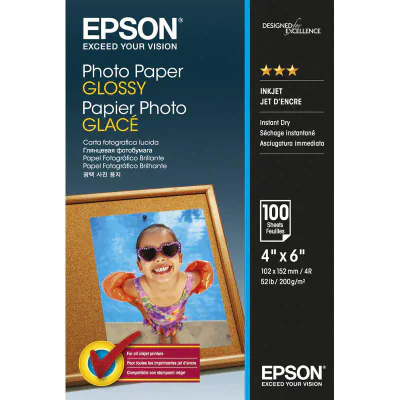 EPSON Hârtie fotografică lucioasă Epson (100 x 150 mm), 200 g/m2, 100 de coli