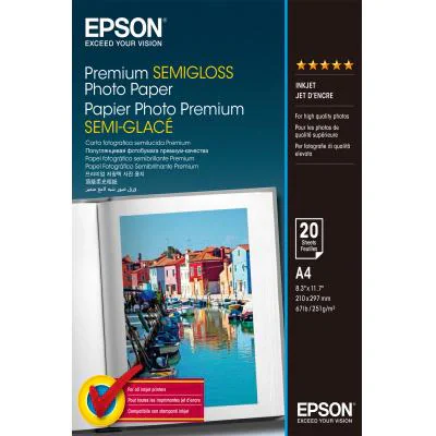 EPSON Hârtie fotografică semilucioasă premium A4 Epson, 251 g/m2, 20 de coli