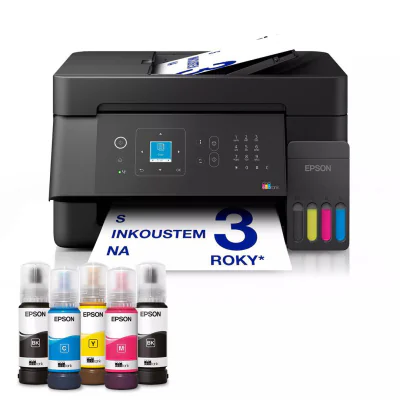 EPSON L5390 CISS COLOR INKJET MFP, Format: A4, Functii: Print, Copy, Scan, Fax, Viteza printare: 33ppm mono, 15ppm color, rezolutie printare: 5.760 x 1.440 DPI, Rezolutie scanare:1.200 DPI x 2.400 DPI, Senzor CIS, ADF 30 coli, Format fisiere scanate: