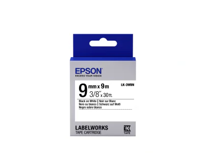 Epson Label Cartridge Standard LK-3WBN Standard Black/White 9mm (9m), Black on white, Japan, LabelWorks LW-1000P LabelWorks LW-300 LabelWorks LW-400 LabelWorks LW-400VP LabelWorks LW-600P..., 9 mm, 9 m, 1 pc(s)