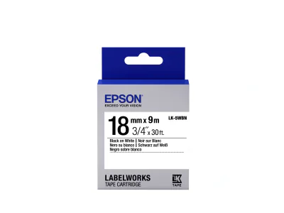 Epson Label Cartridge Standard LK-5WBN Black/White 18mm (9m), Black on white, Japan, LabelWorks LW-1000P LabelWorks LW-400 LabelWorks LW-400VP LabelWorks LW-600P LabelWorks LW-700..., 1.8 cm, 9 m, 1 pc(s)