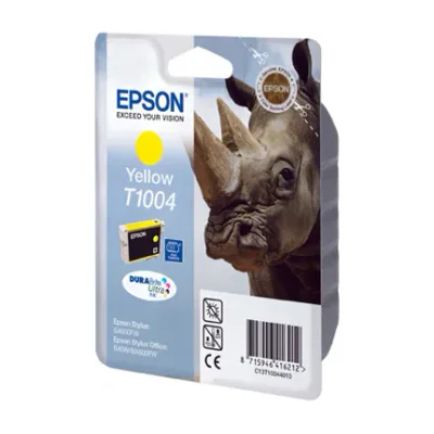 Epson Rhino Singlepack Yellow T1004 DURABrite Ultra Ink, Low Yield, Yellow, Pigment-based ink, 11.1 ml, 1 pc(s), Single pack