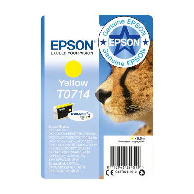 Epson Singlepack Yellow T0714 DURABrite Ultra Ink, Standard Yield, Yellow, Pigment-based ink, 5.5 ml, 1 pc(s), Single pack