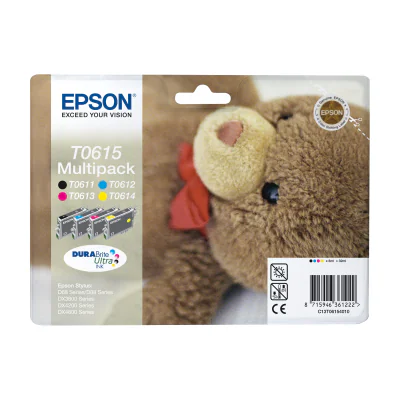 Epson Teddybear Multipack 4-colours T0615 DURABrite Ultra Ink, Standard Yield, Black, Cyan, Magenta, Yellow, 8 ml, 8 ml, 1 pc(s), Multi pack