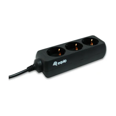 Equip 3-Outlet Power Strip, 1.1 m, Type F, Black, CE, 3 AC outlet(s), 220 - 240 V