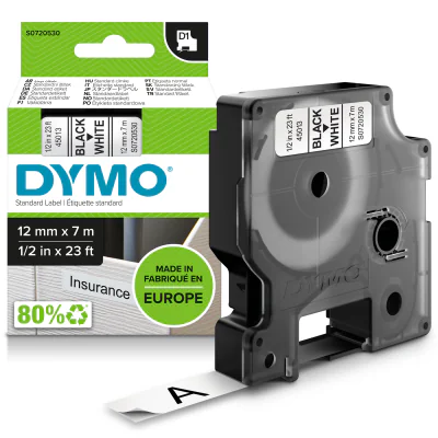 Etichete termice DYMO D1 Standard - Black on White - 12mm