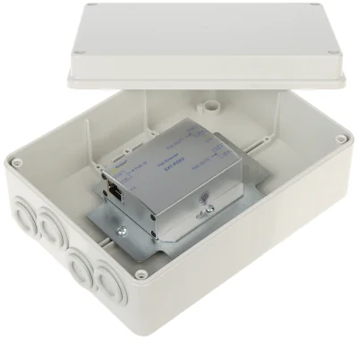 Extender PoE PULSAR EXT-POE2H, în carcasă etanșă, IEEE 802.3at, 42-57 V DC