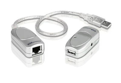 Extender USB Cat.5 ATEN UCE60-AT. Tipul: Transmițător și receptor, Tehnologia de conectare: Prin cablu, Maximă de transfer de la distanţă: 60 m. Tip port transmițător local tastatură/mouse: USB. Tip port receptor local tastatură/mouse: USB. Lăţimea t