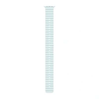 Extensie de curea Apple Ocean Band pentru Apple Watch Ultra 49 mm, Ice Blue, cataramă Natural Titanium