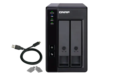 Extensie USB QNAP TR-002 2-Bay, 2.5/3.5 SATA 6Gbps HDD (neincluse), 1xUSB3.11 (type-c), tower, PSU adaptor 36W, garantie 2 ani