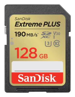 EXTREME PLUS 128GB SDXC MEMORY/CARD 190MB/S 90MB/S UHS-I CL. 10