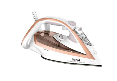 Fier de calcat Tefal Turbo Anti-Calc FV5697E1, 3000W, jet abur 270 g/min, abur variabil 0-50 g/min, colector anticalcar, oprire automata, alb/roz