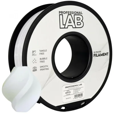 Filament 3D Proffesional Lab, Diamentru 1.75mm, Greutate: 1KG, Culoare: Alb, Material: PETG, Temperatura: 220-240c.