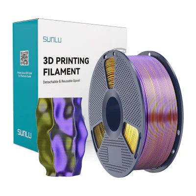 Filament Sunlu PLA+ Silk tricolor (negru, auriu și violet)