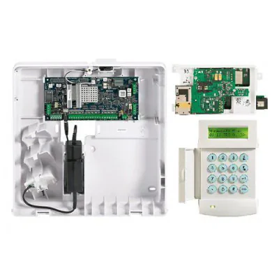 Flex 20 Panel 10Ah Box + MK8 Keypad (C002-M-E1 x 1, CP050-00-01 x 1) Verificarea alarmei prin secvența imaginii GSM/GPRS, Ethernet, PSTN programabil prin intermediul vrăjitorilor cu configurare rapidă Accesează și gestionează de la distanță sistemul 