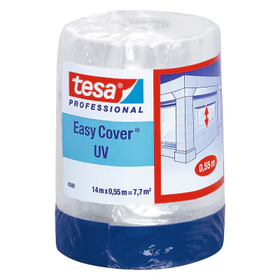 Folie de protecție cu bandă adezivă TESA EASY-COVER/UV/14X550, 14 m, lățime 550 mm