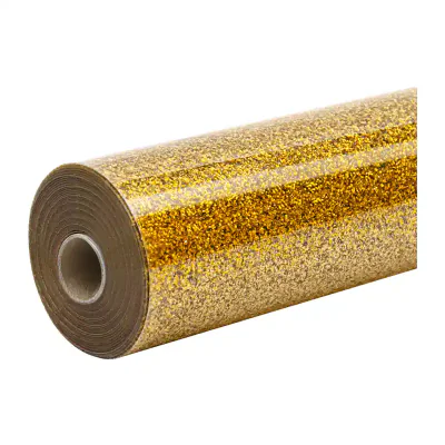 Folie de transfer termic cu sclipici HTVRONT, 30,5 cm x 90 cm (auriu)