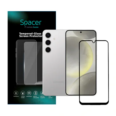 FOLIE STICLA Spacer pentru Samsung Galaxy A24, grosime 0.3mm, acoperire totala ecran, strat special anti-ulei si anti-amprenta, Tempered Glass, sticla 9D, duritate 9H "SPPG-SM-GX-A24-TG"