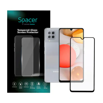 FOLIE STICLA Spacer pentru Samsung Galaxy A42, grosime 0.3mm, acoperire totala ecran, strat special anti-ulei si anti-amprenta, Tempered Glass, sticla 9D, duritate 9H "SPPG-SM-GX-A42-TG"