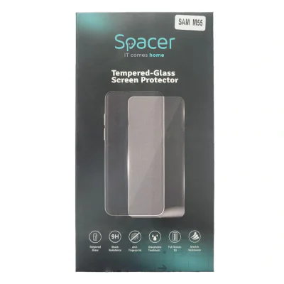 FOLIE STICLA Spacer pentru Samsung Galaxy M55 grosime 0.3mm, acoperire totala ecran, strat special anti-ulei si anti-amprenta, Tempered Glass, sticla 9D, duritate 9H "SPPG-SM-GX-M55-TPU"