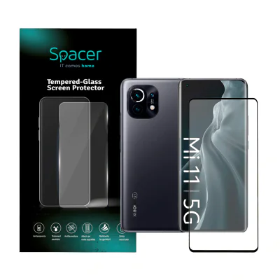 FOLIE STICLA Spacer pentru Xiaomi 11T, grosime 0.3mm, acoperire totala ecran, strat special anti-ulei si anti-amprenta, Tempered Glass, sticla 9D duritate 9H "SPPG-XI-MI-11T-TG"