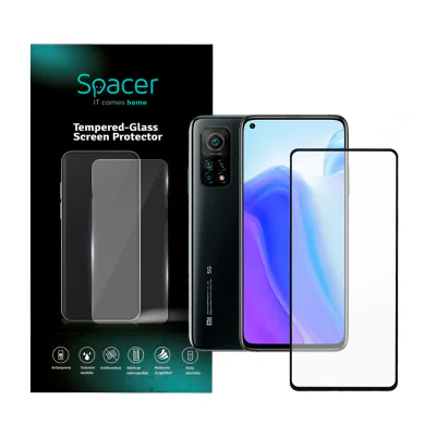 FOLIE STICLA Spacer pentru Xiaomi Mi 10T 5G, grosime 0.3mm, acoperire totala ecran, strat special anti-ulei si anti-amprenta, Tempered Glass, sticla 9D, duritate 9H "SPPG-XI-MI-10T5G-TG"