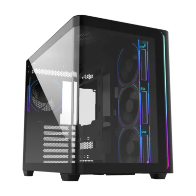 FSP M580-BP Plus Case Midi Tower mITX, mATX Black ARGB, Midi Tower, PC, Black, ATX, micro ATX, Mini-ITX, Glass, SPCC, 16 cm
